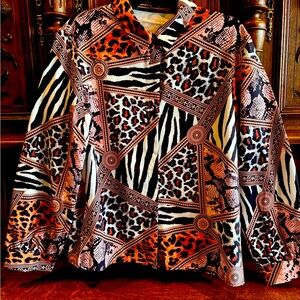NWOT- ANIMAL PRINT BLOUSE XL